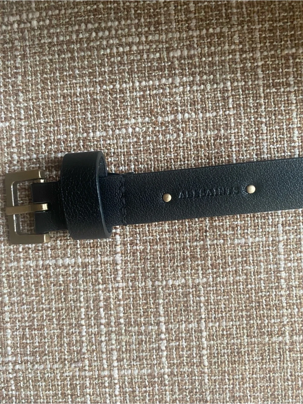 NWOT AllSaints Black Vegan Leather 18mm Eyelet Belt